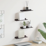 Seinariiul riiuliga ladustamisega 4 pcs must 30 x 9 x 2,5 cm