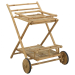 Teetrolli ratastega neutraalne 79 x 67.5 x 84 cm bambus