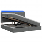 Led-iga voodiraam koos madratsiga tumehall 200 x 200 cm kangas