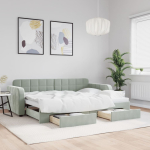 V&auml;ljat&otilde;mmatav diivanvoodi, helehall, 80x200 cm, samet