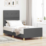 Voodi raam peaga tumehall 100 x 200 cm kangas