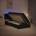 Led-iga voodiraam koos madratsiga must 90 x 190 cm samet