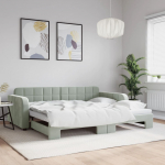 Diivanvoodi v&auml;ljat&otilde;mmatava osaga, helehall, 90x200 cm, samet