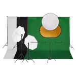 Fotostuudio komplekt valgustuse, taustapildi ja reflektoriga
