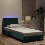 Voodiraam led ilma madratsita hanko, tumeroheline, 90x190 cm, samet