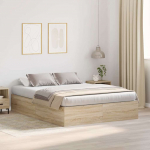 Voodi hoiukohaga raam sonoma tamm 150 x 200 cm tehispuit