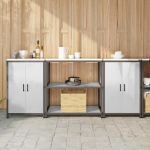 K&ouml;&ouml;givarustus riiuliga ladustamisega 3 pcs h&otilde;bedane teras