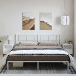 Metallist voodiraam peatsiga, valge, 183x213 cm