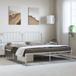 Metallist voodiraam peatsiga, valge, 183x213 cm