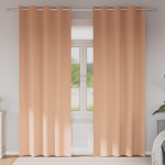 Kardinad r&otilde;ngastega 2 pcs helepruun 260 x 140 cm pol&uuml;ester