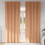 Kardinad r&otilde;ngastega 2 pcs helepruun 260 x 140 cm pol&uuml;ester