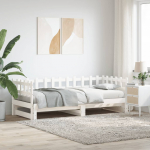 V&auml;ljat&otilde;mmatav p&auml;evavoodi, valge, 2 x (80x200) cm, m&auml;nnipuit