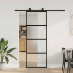 L&uuml;kanduks riistvara komplektiga must 76x205 cm karastatud klaas