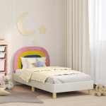Laste voodiraam peatoega peaga cream 80 x 160 cm samet