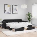 Diivanvoodi v&auml;ljat&otilde;mmatava osaga, must, 80x200 cm, samet