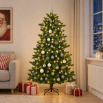 Tehisj&otilde;ulukuusk koos kaunistustega 210 cm 300 led-i soe valge