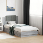 Voodiraam peatsiga, hall sonoma tamm, 90 x 190 cm, tehispuit