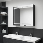 Led vannitoa peegelkapp, s&auml;ravmust, 80 x 12 x 68 cm
