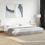 Voodiraam led-tuledega, betoonhall, 180 x 200 cm, tehispuit