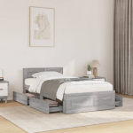 Voodiraam peatsiga, hall sonoma tamm, 75x190 cm, tehispuit