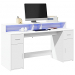 Kirjutuslaud led-tuledega, valge, 160x55x91 cm, tehispuit