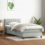 Box vedruvoodi madratsiga helehall 80x210 cm samet