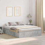Voodi hoiukohaga raam betoonhall 150 x 200 cm tehispuit