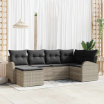 Diivanikomplekt padjaga ladustamisega 6 pcs helehall pol&uuml;rotang