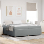 Voodiraam madratsiga madratsiga helehall 200 x 200 cm kangas