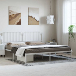 Metallist voodiraam peatsiga, valge, 193x203 cm