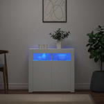 Puhvetkapp led-tulega, valge, 80 x 35 x 75 cm