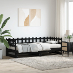 V&auml;ljat&otilde;mmatav p&auml;evavoodi, must, 2 x (80x200) cm, m&auml;nnipuit