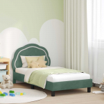 Laste voodiraam peatoega peaga mere roheline 80 x 160 cm samet