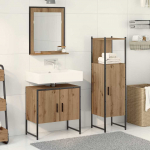 Vannitoa m&ouml;&ouml;bleset riiuliga ladustamisega 3 pcs pruun tehispuit
