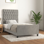 Voodiraam ilma madratsita, helehall, 90x200 cm, samet