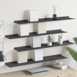 Seinariiul riiuliga ladustamisega 4 pcs must 100 x 18 x 2,5 cm