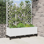 Aia istutuskast trellise ja ratastega valge 120 x 40 x 146 cm