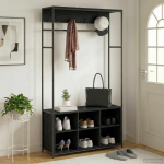Riidenagi koos kingahoidjaga must tamm 100 x 32 x 180,5 cm