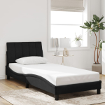 Voodiraam ilma madratsita hanko, must, 90x190 cm, samet