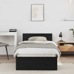 Peatsiga voodiraam peaga must tamm 90 x 190 cm tehispuit