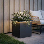 Led-valgustusega lillekast must 40 x 40 x 40 cm teras