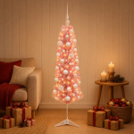 Kitsas kunstkuusk koos j&otilde;ulukuulidega 120 cm 150 led-i