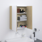 Vannitoa peegelkapp, 60 x 15 x 75 cm, mdf, valge ja tamm