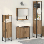 Vannitoa m&ouml;&ouml;bleset riiuliga ladustamisega 4 pcs pruun tehispuit