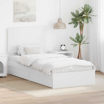Voodi raam sahtliga peaga valge 90 x 200 cm tehispuit