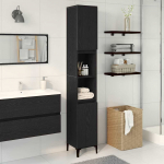 Vannitoa kapp riiuliga must tamm 30 x 30 x 190 cm tehispuit