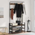 Riidepuu riiuliga suitsutatud tamm 95 x 34 x 184 cm tehispuit