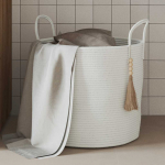 Hoiukorv valge &oslash;40 x 35 cm puuvill
