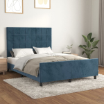 Voodiraam ilma madratsita tumesinine 140x190 cm samet