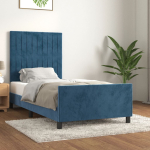 Voodiraam ilma madratsita tumesinine 90x200 cm samet